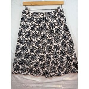 Gap Black White‎ Floral Swirl A-Line Cotton Skirt Size 1 (2-4) knee length